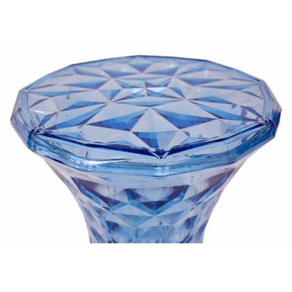 LeisureMod Clio Modern Diamond Shaped Side End Table - Transparent Blue