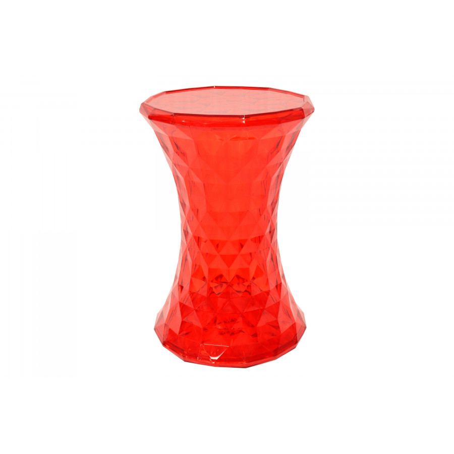 LeisureMod Clio Modern Diamond Shaped Side End Table - Transparent Red