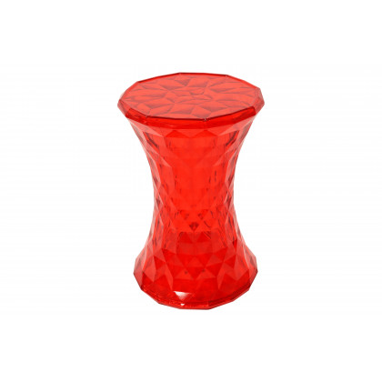 LeisureMod Clio Modern Diamond Shaped Side End Table - Transparent Red