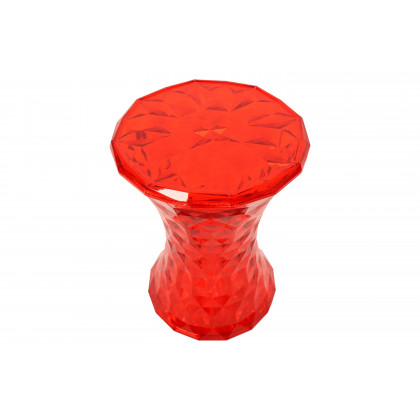 LeisureMod Clio Modern Diamond Shaped Side End Table - Transparent Red
