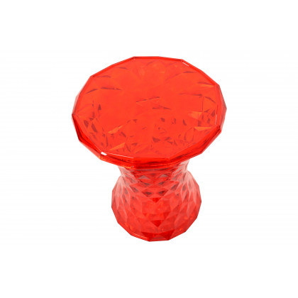 LeisureMod Clio Modern Diamond Shaped Side End Table - Transparent Red