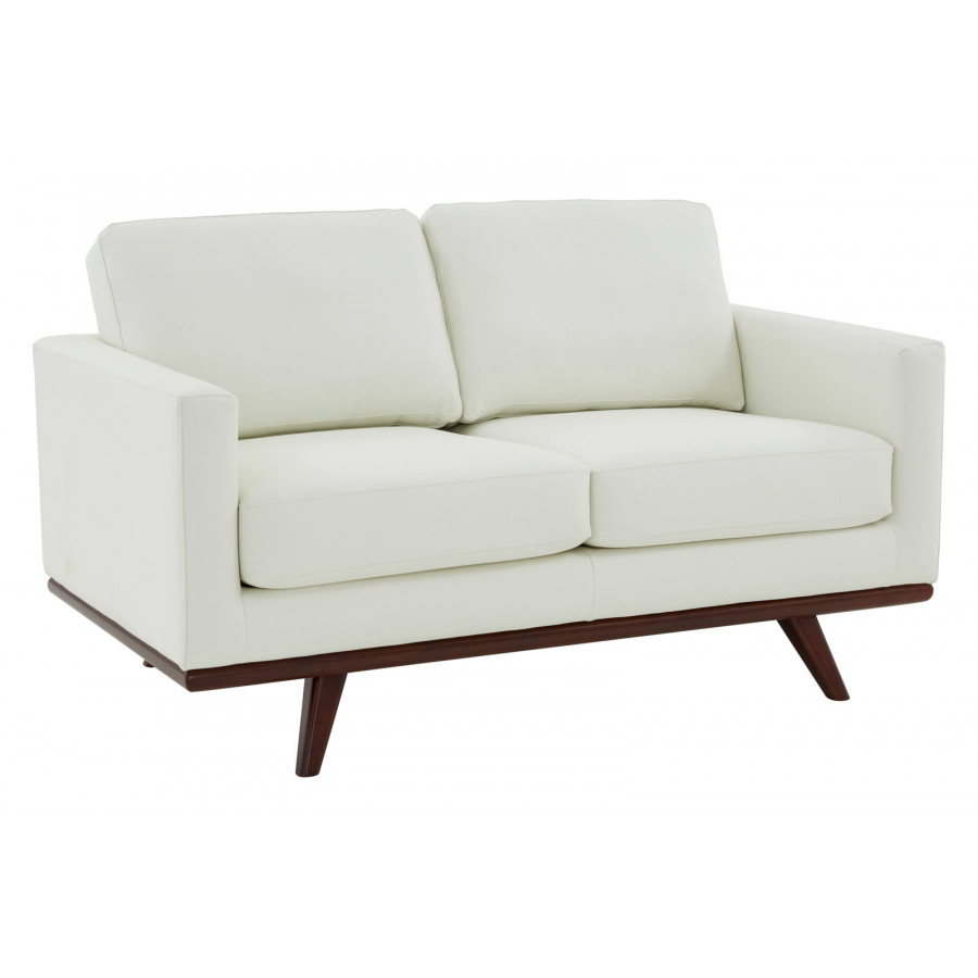 LeisureMod - Chester Modern Leather Loveseat With Birch Wood Base