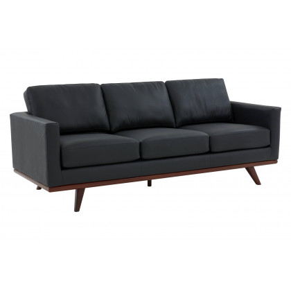 LeisureMod - Chester Modern Leather Sofa With Birch Wood Base