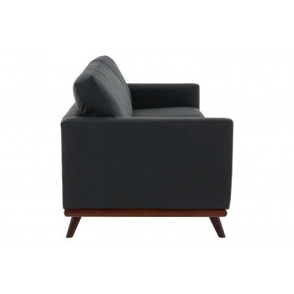 LeisureMod Chester Modern Leather Sofa With Birch Wood Base - Black