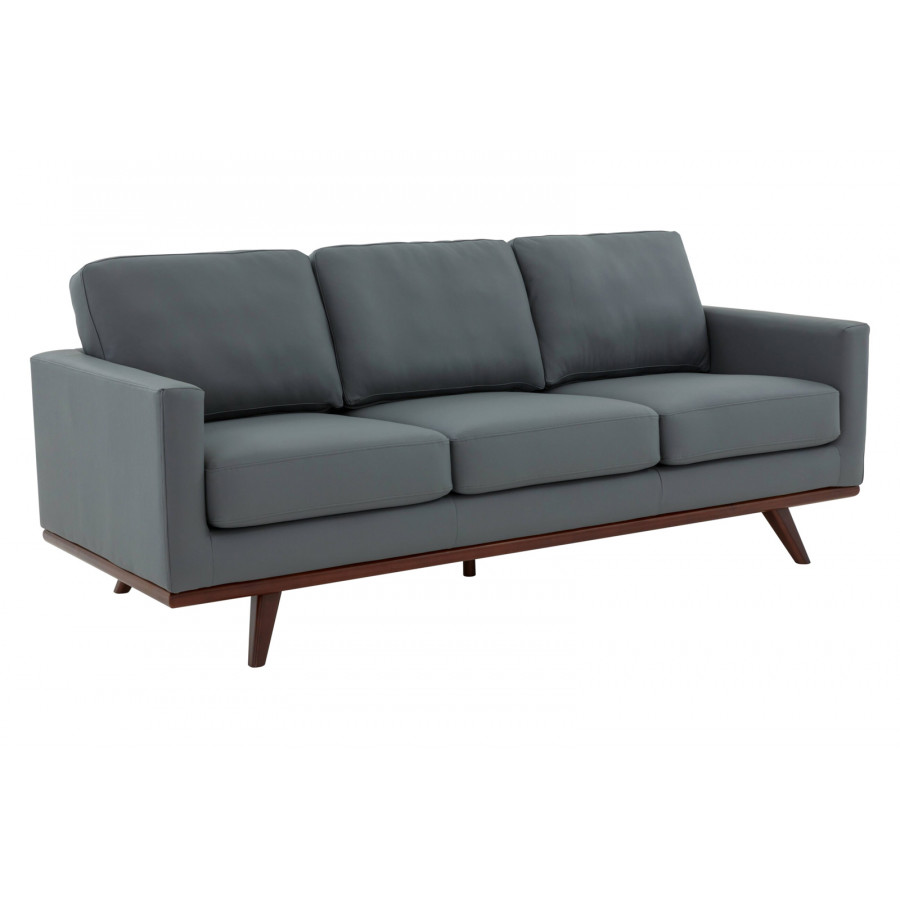 LeisureMod - Chester Modern Leather Sofa With Birch Wood Base