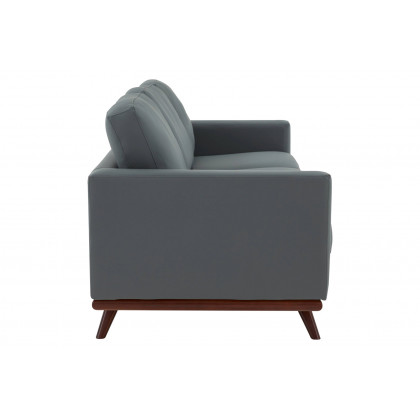 LeisureMod Chester Modern Leather Sofa With Birch Wood Base - Gray