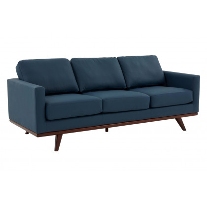 LeisureMod - Chester Modern Leather Sofa With Birch Wood Base