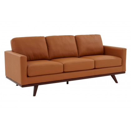 LeisureMod - Chester Modern Leather Sofa With Birch Wood Base