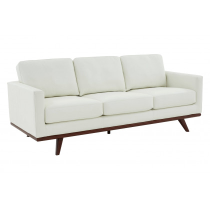 LeisureMod - Chester Modern Leather Sofa With Birch Wood Base