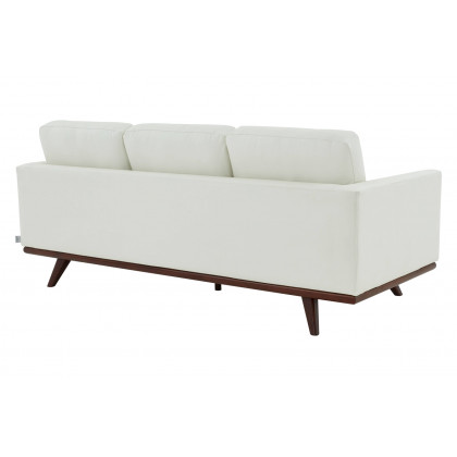LeisureMod Chester Modern Leather Sofa With Birch Wood Base - White