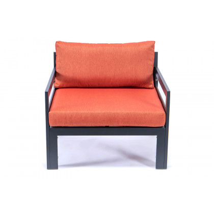 LeisureMod Chelsea Outdoor Patio Black Aluminum Armchairs with Cushions (Set Of 2) - Orange