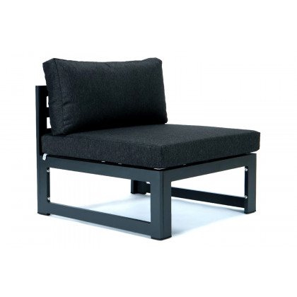 LeisureMod Chelsea 6-Piece Patio Armchair Sectional Black Aluminum with Cushions - Black