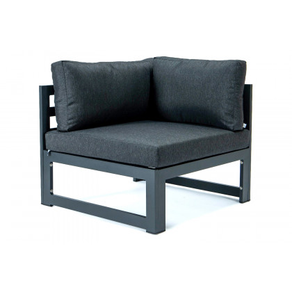 LeisureMod Chelsea 6-Piece Patio Armchair Sectional Black Aluminum with Cushions - Black