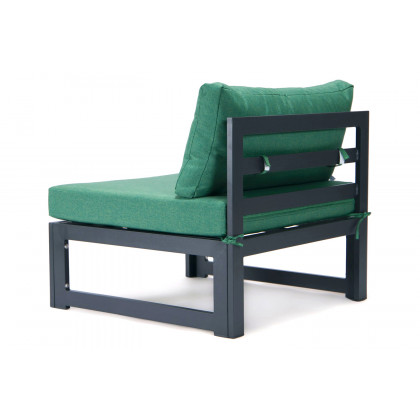 LeisureMod Chelsea 4-Piece Middle Patio Chairs Black Aluminum with Cushions - Green