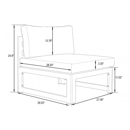 LeisureMod Chelsea 6-Piece Patio Sectional In Black Aluminum with Cushions - Green