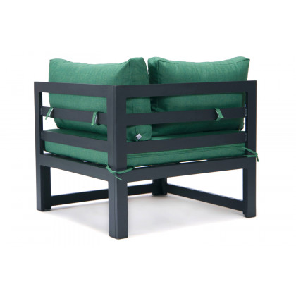 LeisureMod Chelsea 6-Piece Patio Sectional In Black Aluminum with Cushions - Green