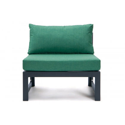 LeisureMod Chelsea 6-Piece Patio Sectional In Black Aluminum with Cushions - Green