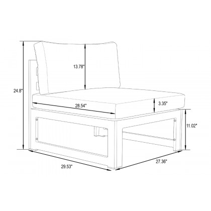LeisureMod Chelsea 6-Piece Patio Sectional In Black Aluminum with Cushions - Blue