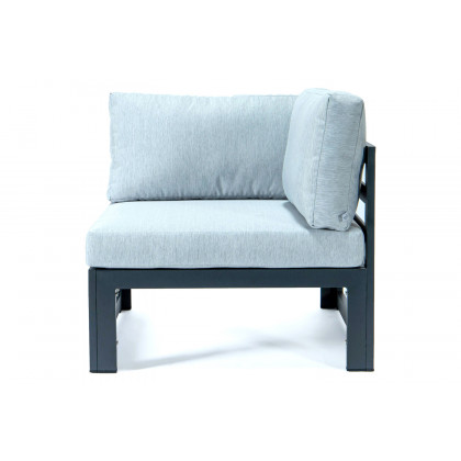 LeisureMod Chelsea 2-Piece Sectional Loveseat Black Aluminum with Cushions - Light Gray