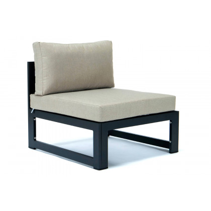 LeisureMod Chelsea 9-Piece Patio Sectional with Coffee Table Black Aluminum with Cushions - Beige