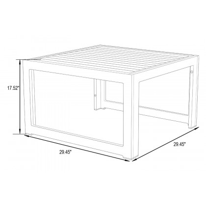 LeisureMod Chelsea 9-Piece Patio Sectional with Coffee Table Black Aluminum with Cushions - Blue