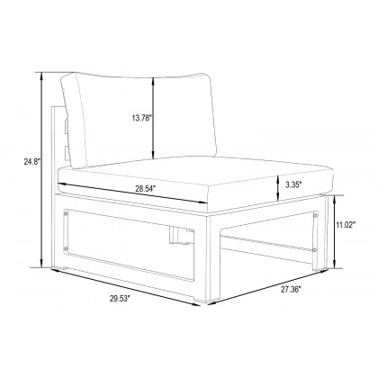 LeisureMod Chelsea 9-Piece Patio Sectional with Coffee Table Black Aluminum with Cushions - Blue