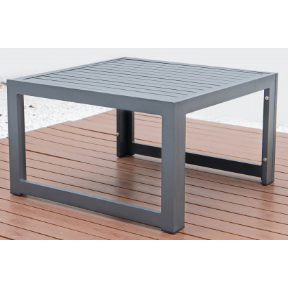 LeisureMod Chelsea 9-Piece Patio Sectional with Coffee Table Black Aluminum with Cushions - Blue
