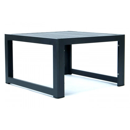 LeisureMod Chelsea 9-Piece Patio Sectional with Coffee Table Black Aluminum with Cushions - Blue