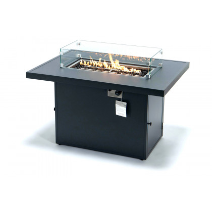 LeisureMod Chelsea 5-Piece Middle Patio Chairs and Fire Pit Table Set Black Aluminum with Cushions - Green