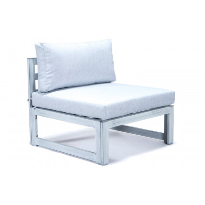 LeisureMod Chelsea 7-Piece Patio Sectional and Fire Pit Table In Weathered Gray Aluminum with Cushions - Light Gray