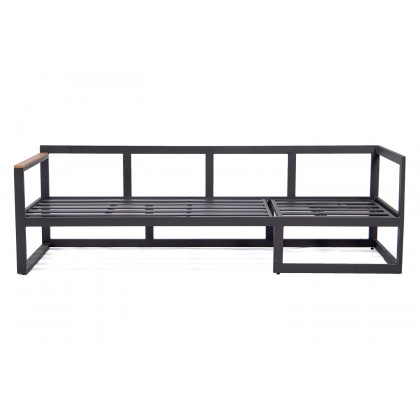 LeisureMod Chelsea Black Sectional with Adjustable Headrest and Coffee Table with Two Tone Cushions - Red