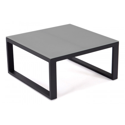LeisureMod Chelsea Black Sectional with Adjustable Headrest and Coffee Table with Two Tone Cushions - Red