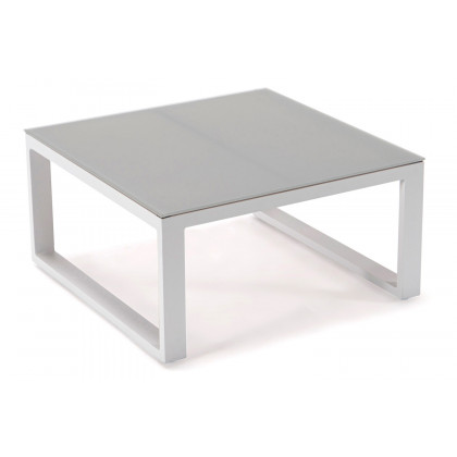 LeisureMod Chelsea White Sectional with Adjustable Headrest and Coffee Table with Cushions - Light Gray