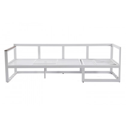 LeisureMod Chelsea White Sectional with Adjustable Headrest and Coffee Table with Two Tone Cushions - Light Gray