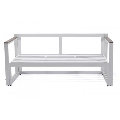 LeisureMod Chelsea White Sectional with Adjustable Headrest and Coffee Table with Two Tone Cushions - Light Gray