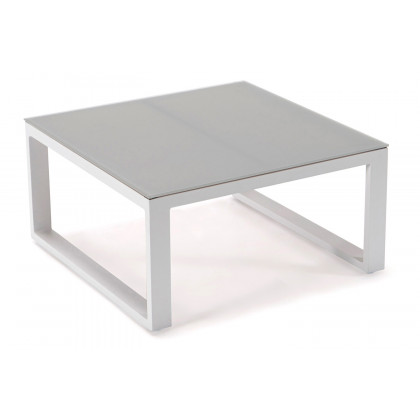 LeisureMod Chelsea White Sectional with Adjustable Headrest and Coffee Table with Two Tone Cushions - Light Gray
