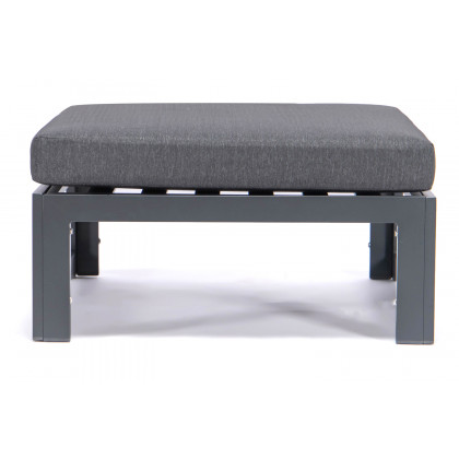 LeisureMod Chelsea Outdoor Patio Black Aluminum Ottomans with Cushions (Set Of 2) - Black