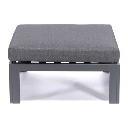LeisureMod Chelsea Outdoor Patio Black Aluminum Ottomans with Cushions (Set Of 2) - Black
