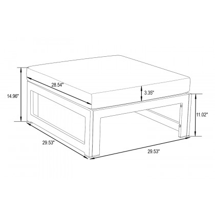 LeisureMod Chelsea Outdoor Patio Black Aluminum Ottomans with Cushions (Set Of 2) - Orange
