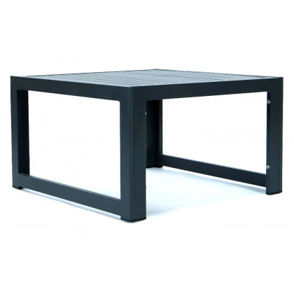 LeisureMod Chelsea 7-Piece Patio Sectional and Coffee Table Set Black Aluminum with Cushions - Blue
