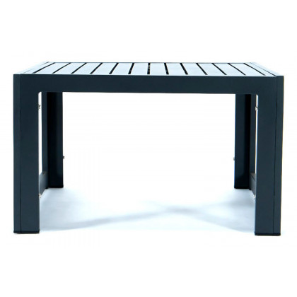 LeisureMod Chelsea 7-Piece Patio Sectional and Coffee Table Set Black Aluminum with Cushions - Light Gray