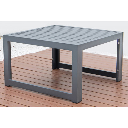 LeisureMod Chelsea 5-Piece Sectional Loveseat and Coffee Table Set Black Aluminum with Cushions - Light Gray