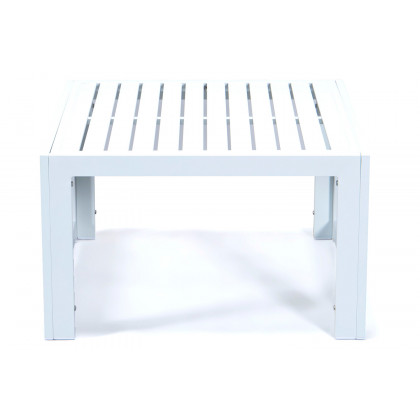 LeisureMod Chelsea 7-Piece Patio Sectional and Coffee Table Set In White Aluminum with Cushions - Orange