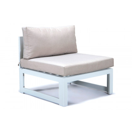LeisureMod Chelsea 6-Piece Patio Sectional In White Aluminum with Cushions - Beige