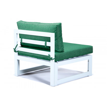 LeisureMod Chelsea 6-Piece Patio Sectional In White Aluminum with Cushions - Green