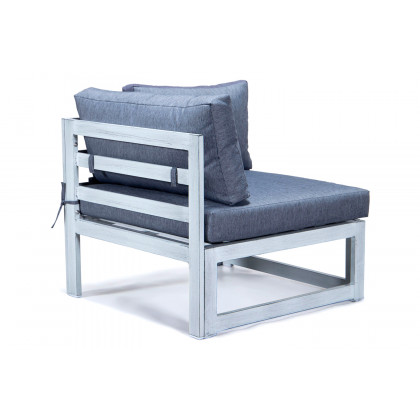 LeisureMod Chelsea 6-Piece Patio Sectional In Weathered Gray Aluminum with Cushions - Blue