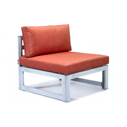 LeisureMod Chelsea 6-Piece Patio Sectional In Weathered Gray Aluminum with Cushions - Orange
