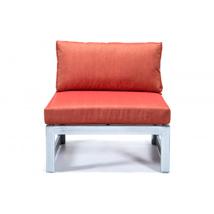 LeisureMod Chelsea 6-Piece Patio Sectional In Weathered Gray Aluminum with Cushions - Orange