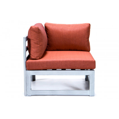 LeisureMod Chelsea 6-Piece Patio Sectional In Weathered Gray Aluminum with Cushions - Orange