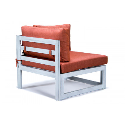LeisureMod Chelsea 6-Piece Patio Sectional In Weathered Gray Aluminum with Cushions - Orange